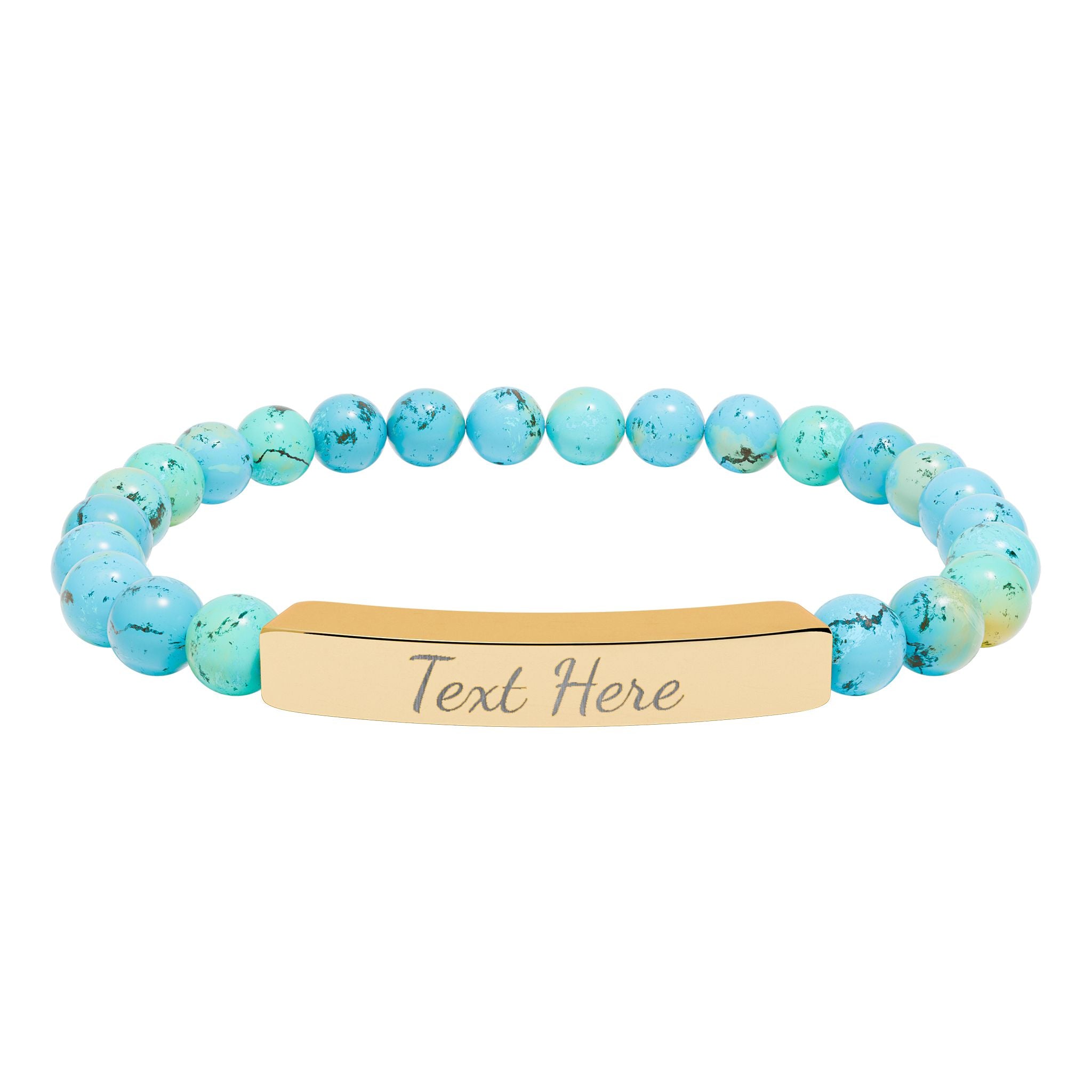 Engravable Natural Stone Bead Bracelet