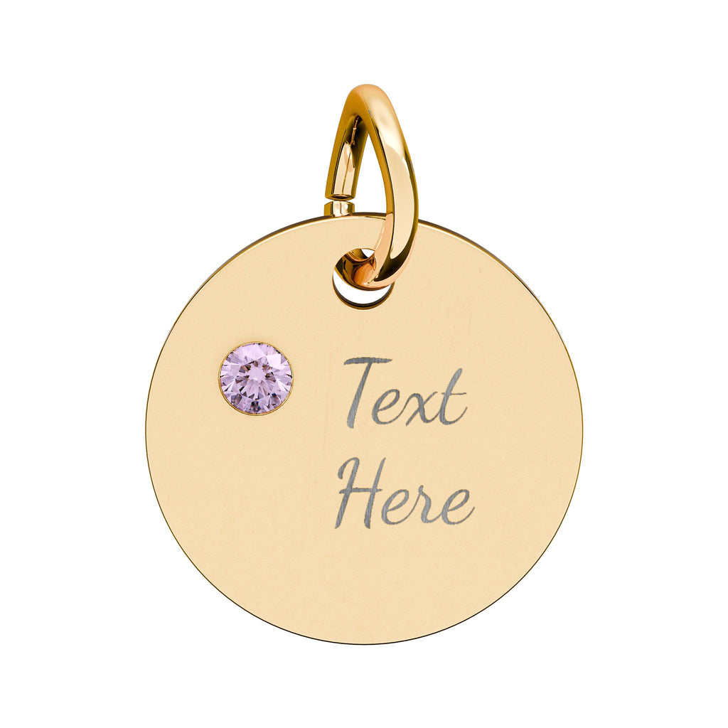 Birthstone Circle Charm (Engraving)