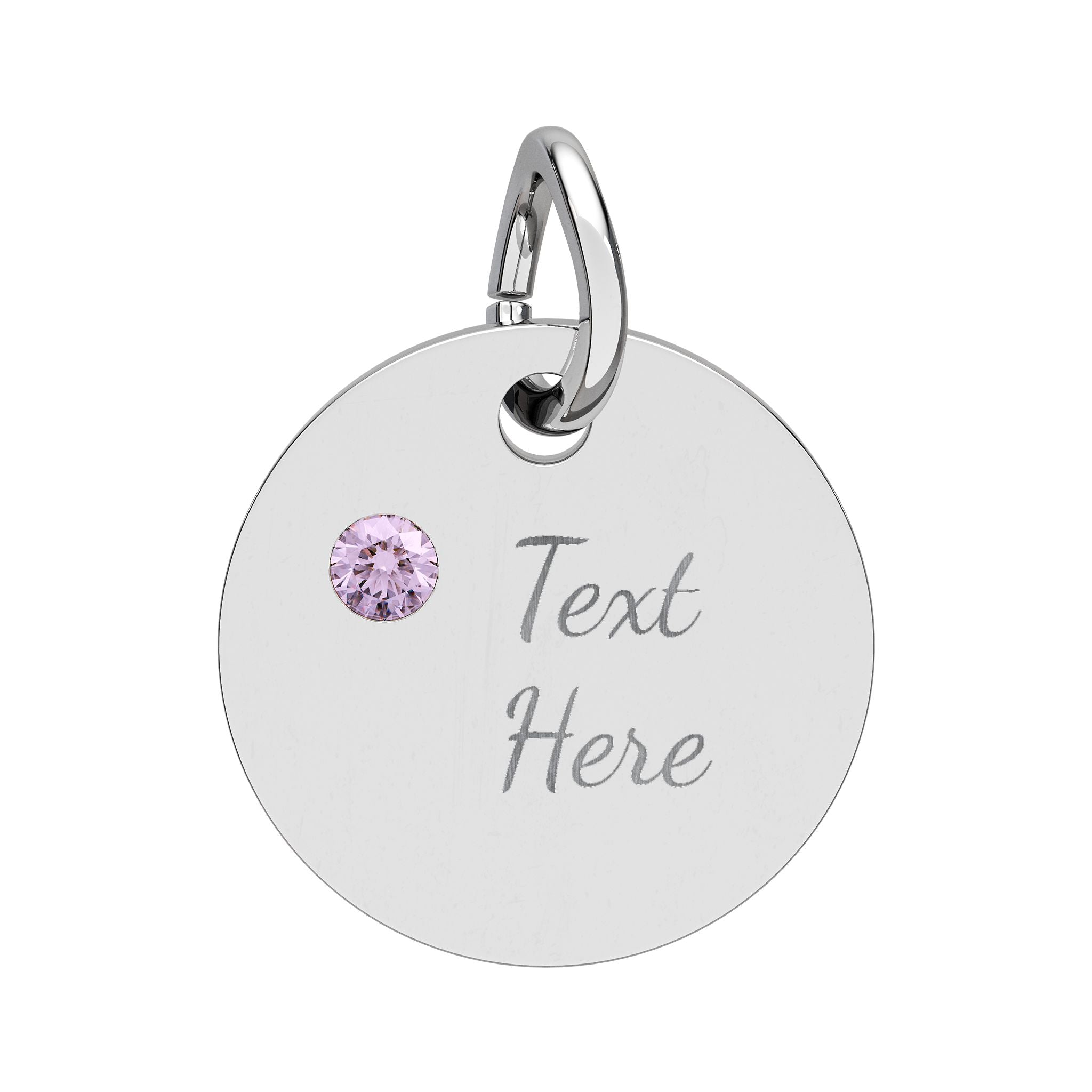 Birthstone Circle Charm (Engraving)