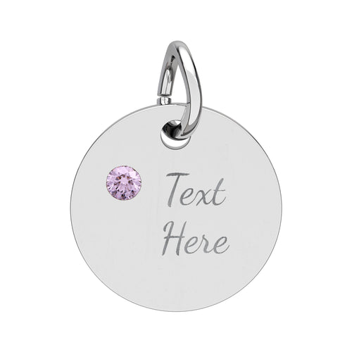 Birthstone Circle Charm (Engraving)