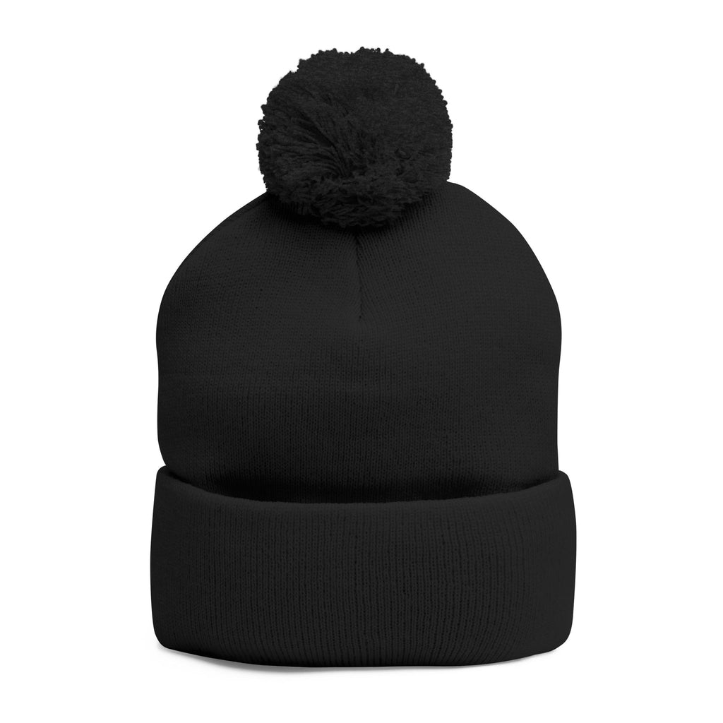 Embroidered Pom-Pom Knit Cap