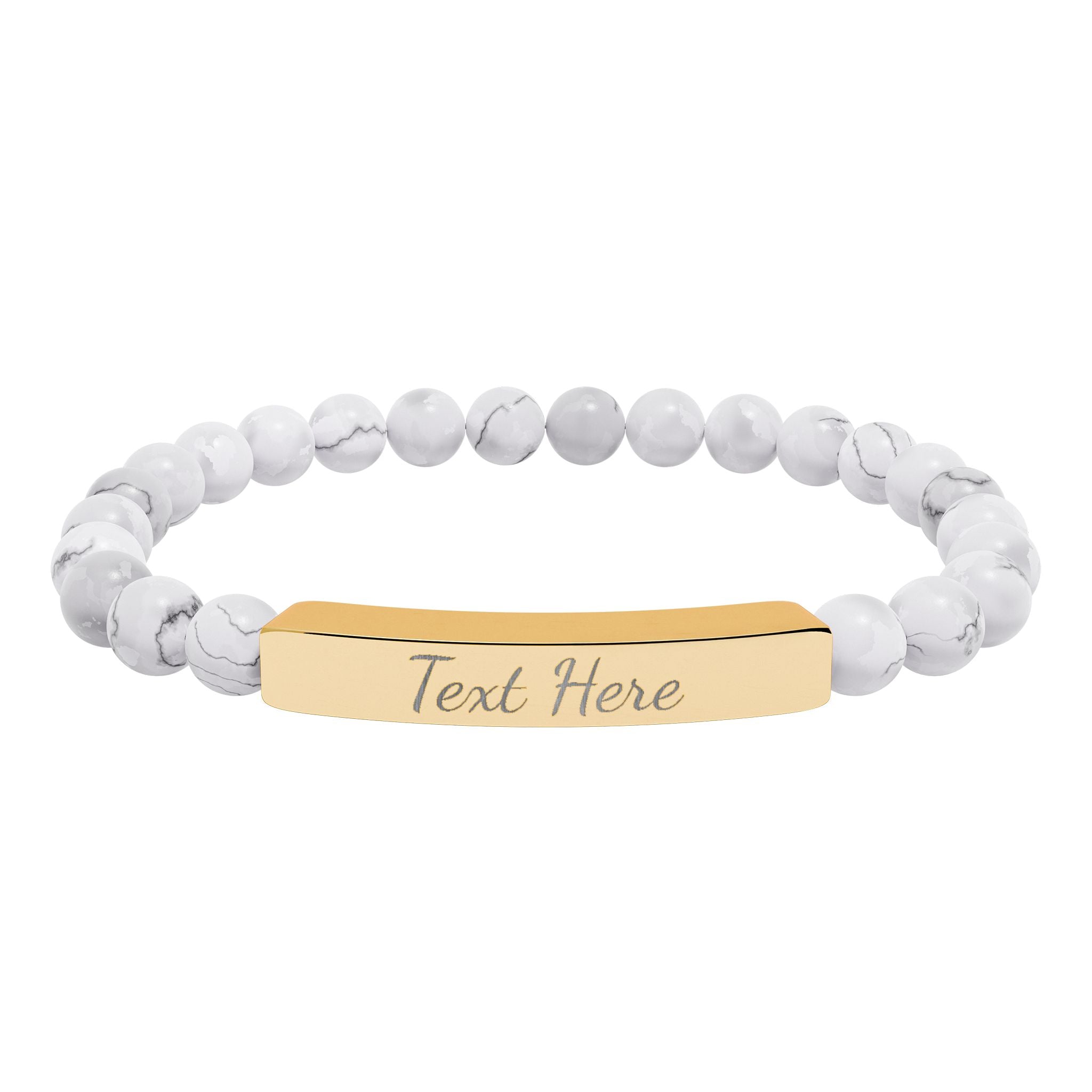 Engravable Natural Stone Bead Bracelet