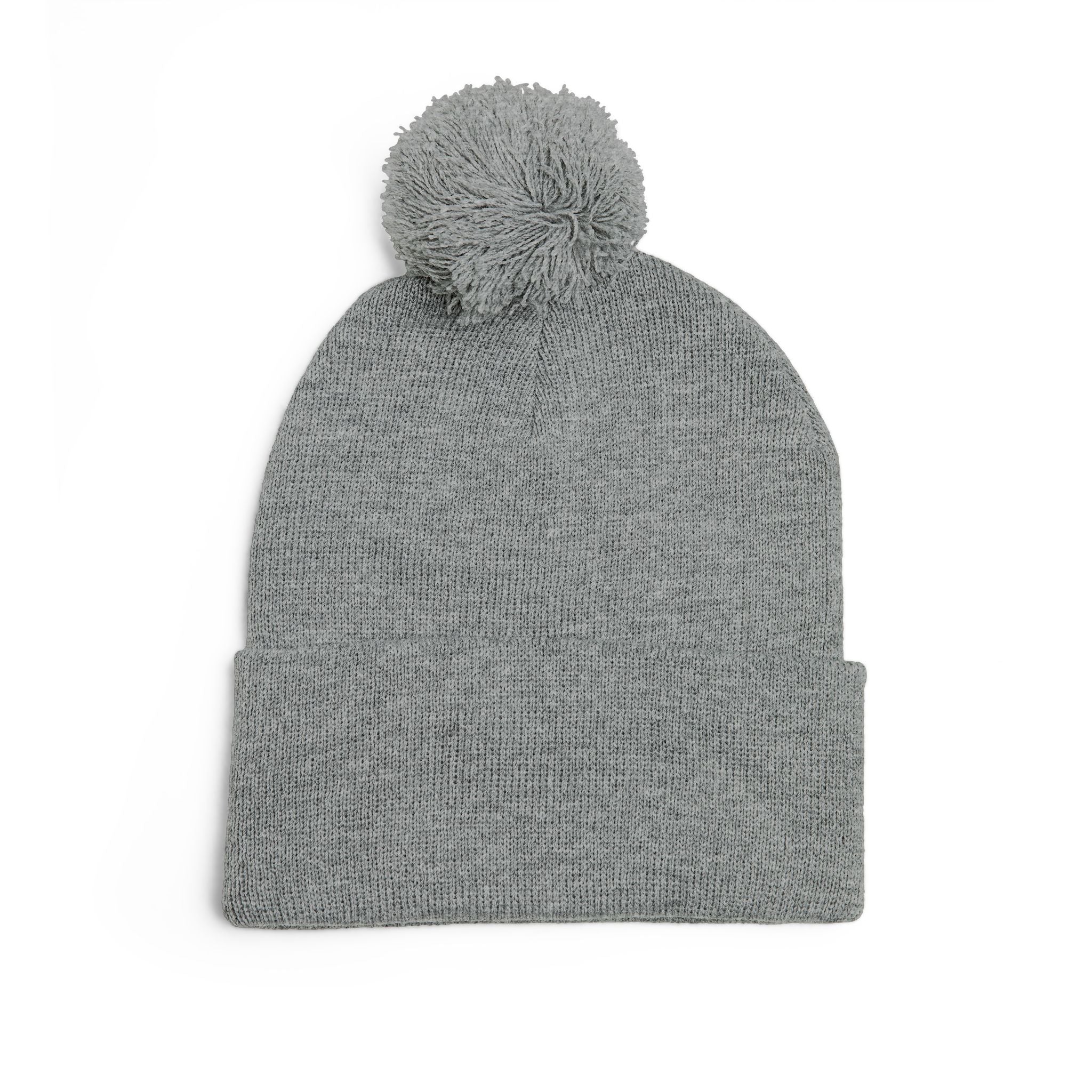 Embroidered Pom-Pom Knit Cap