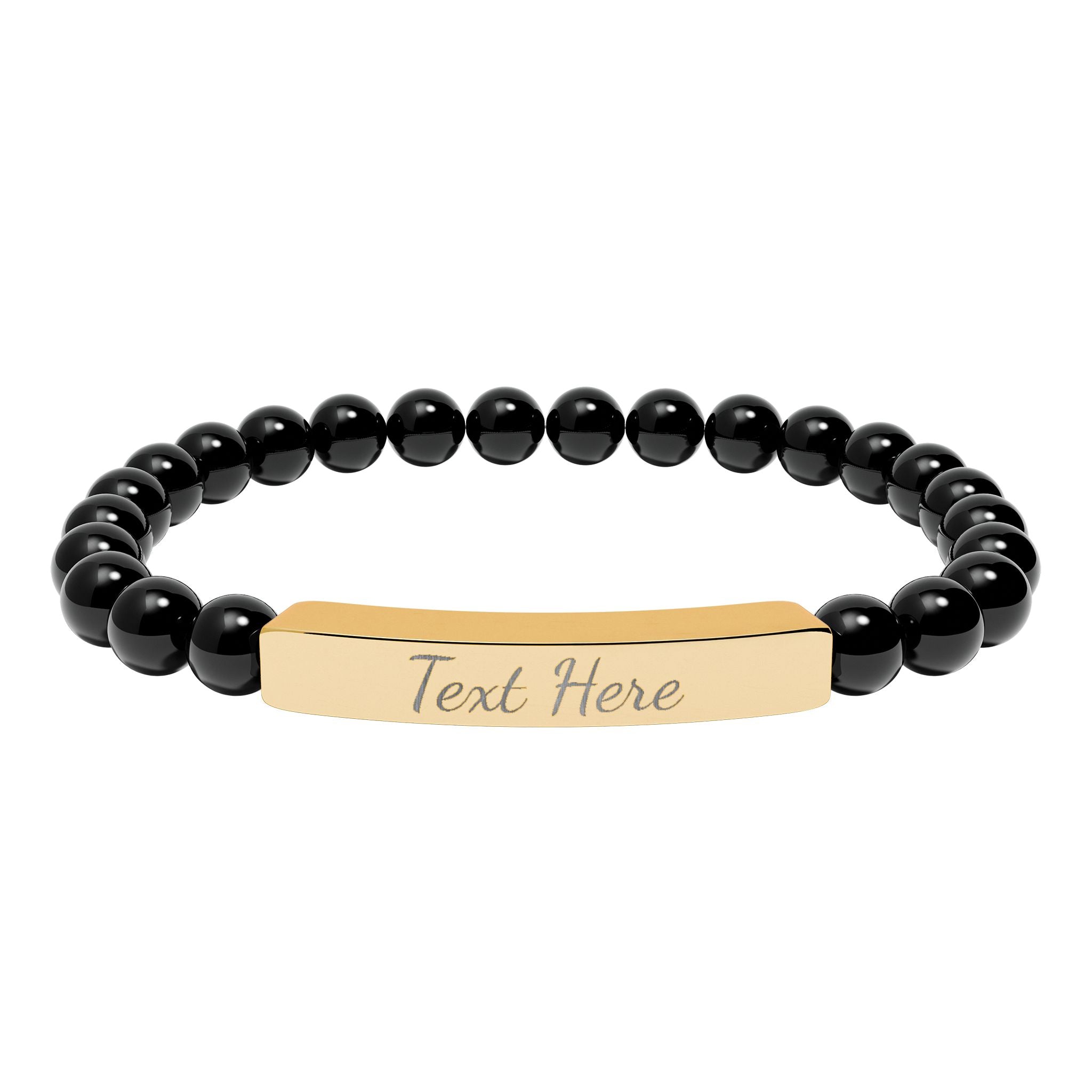 Engravable Natural Stone Bead Bracelet