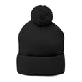 Embroidered Pom-Pom Knit Cap