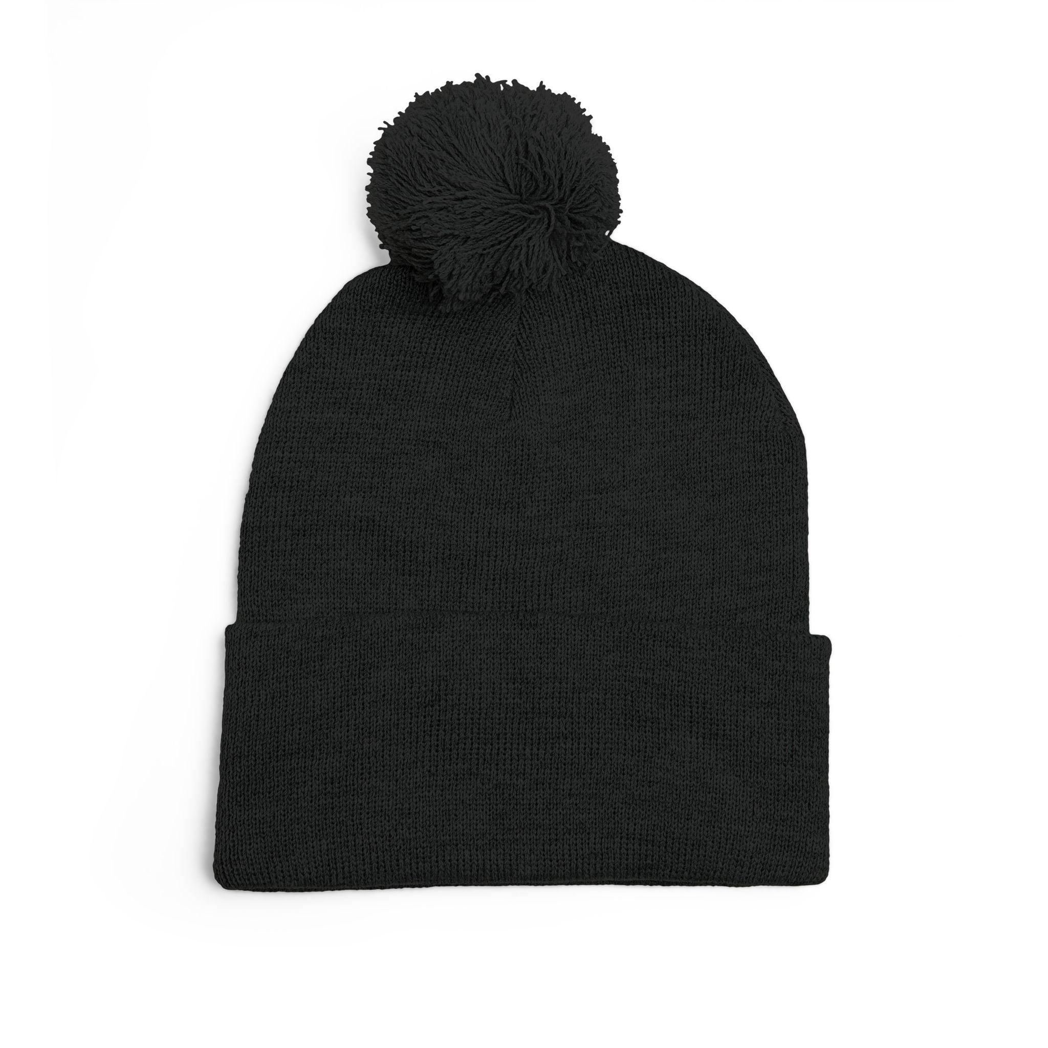 Embroidered Pom-Pom Knit Cap