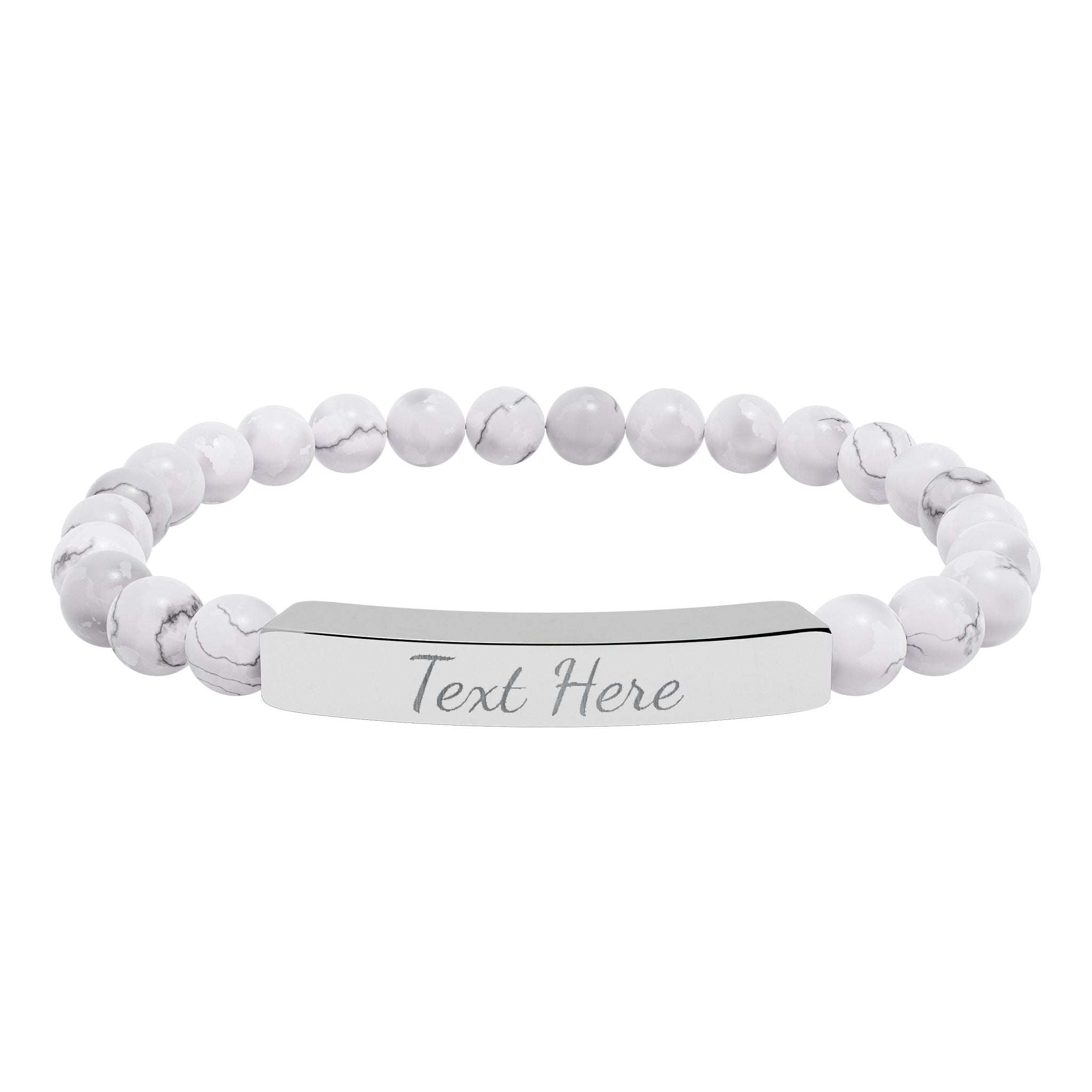 Engravable Natural Stone Bead Bracelet