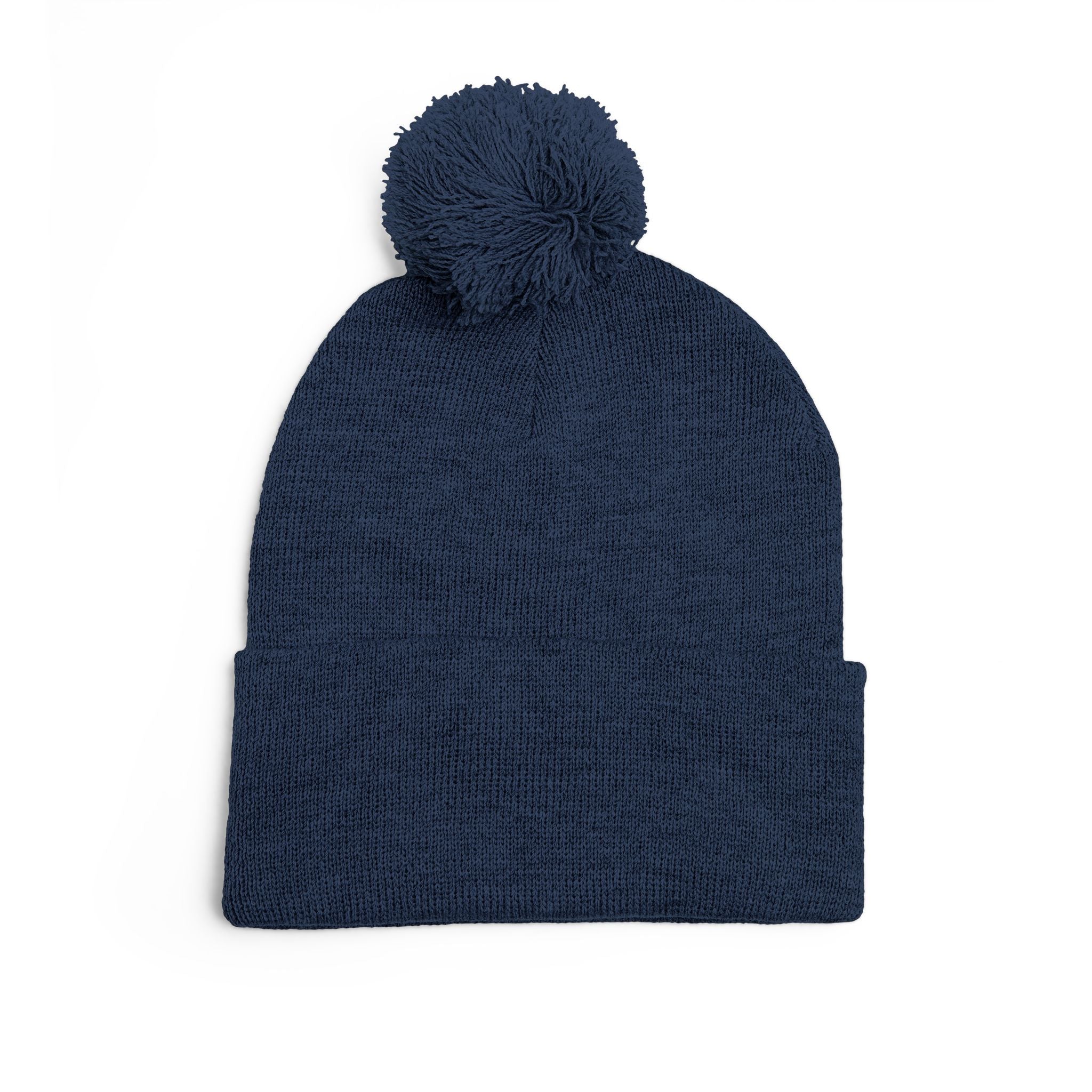 Embroidered Pom-Pom Knit Cap