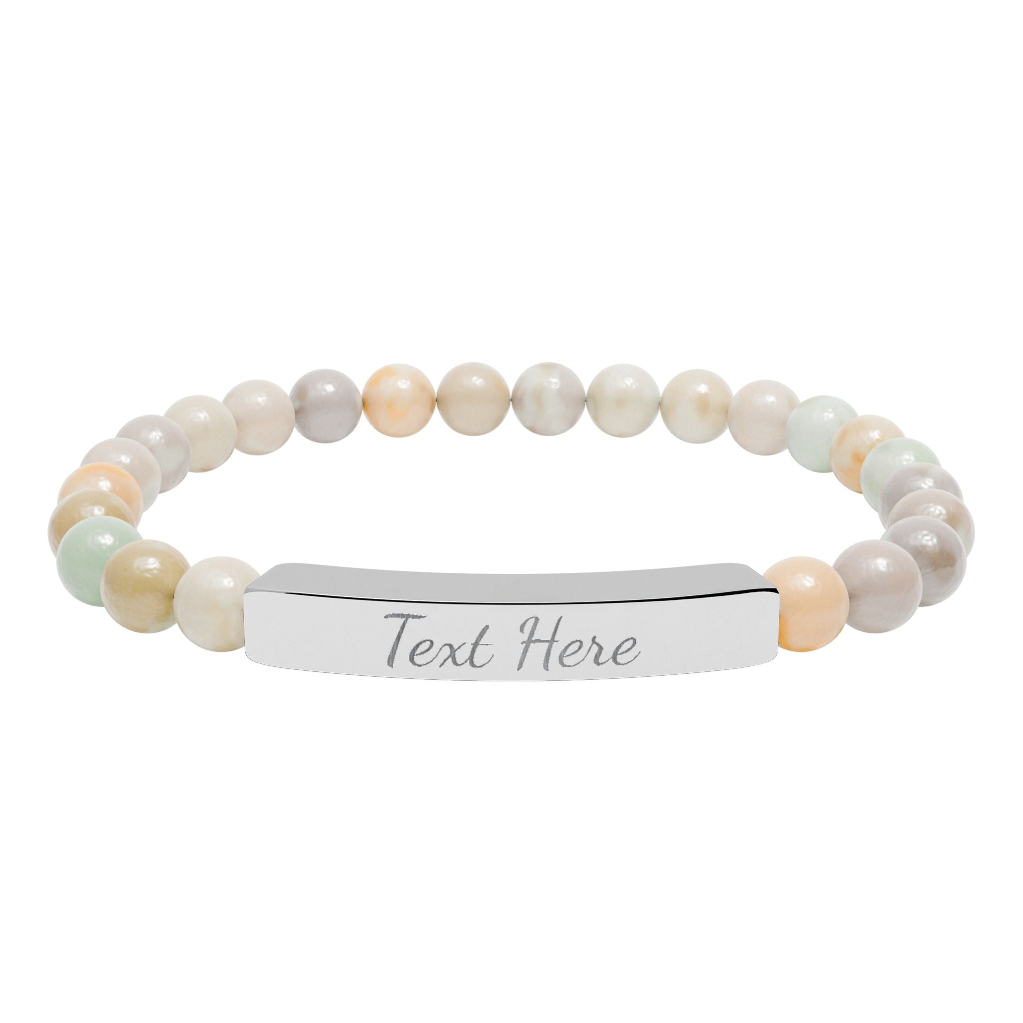 Engravable Natural Stone Bead Bracelet