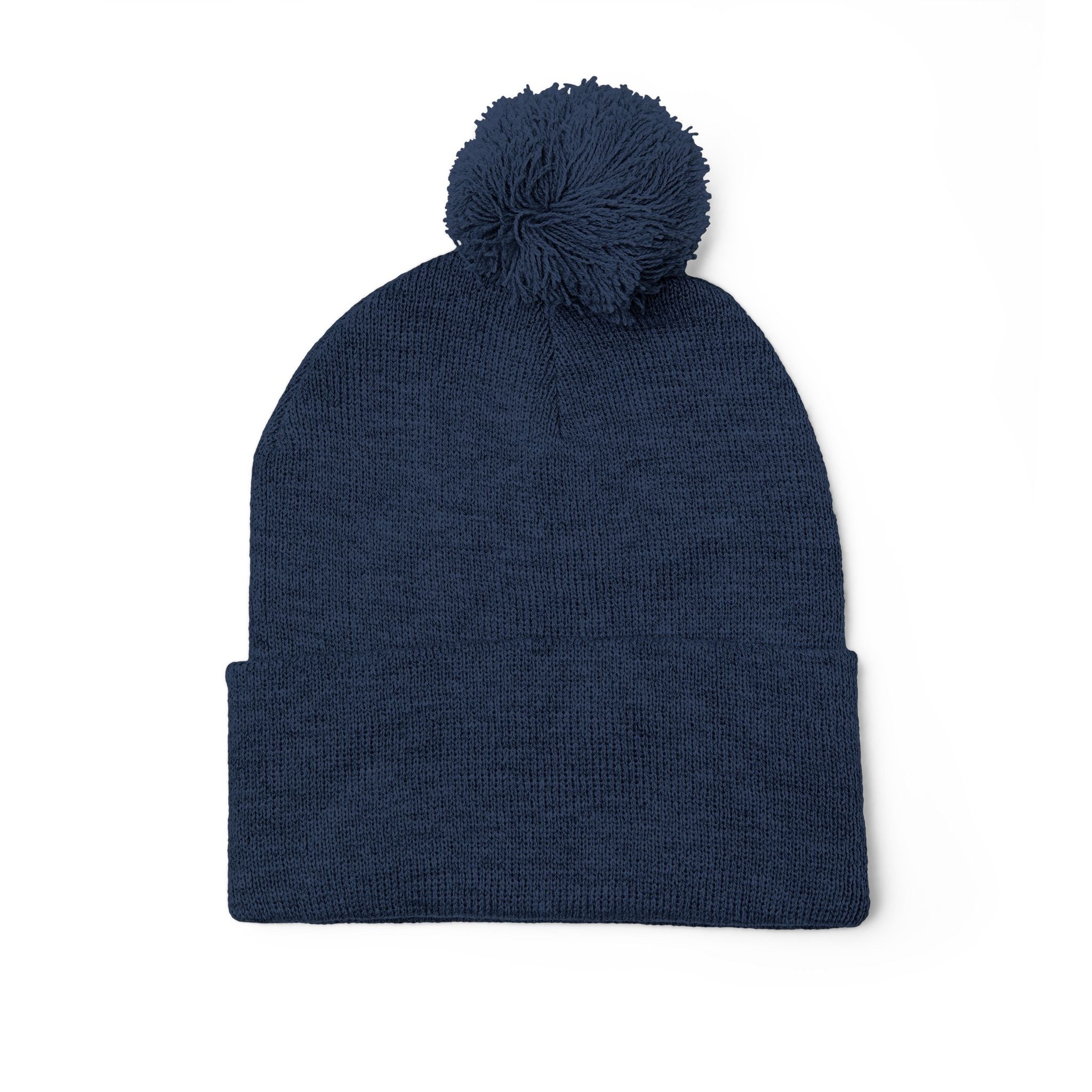 Embroidered Pom-Pom Knit Cap